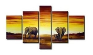 Grassland Elephant Abstract Decoration Unstretch