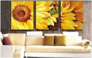 Abstract Painting Decoration Sunflowers Stretched